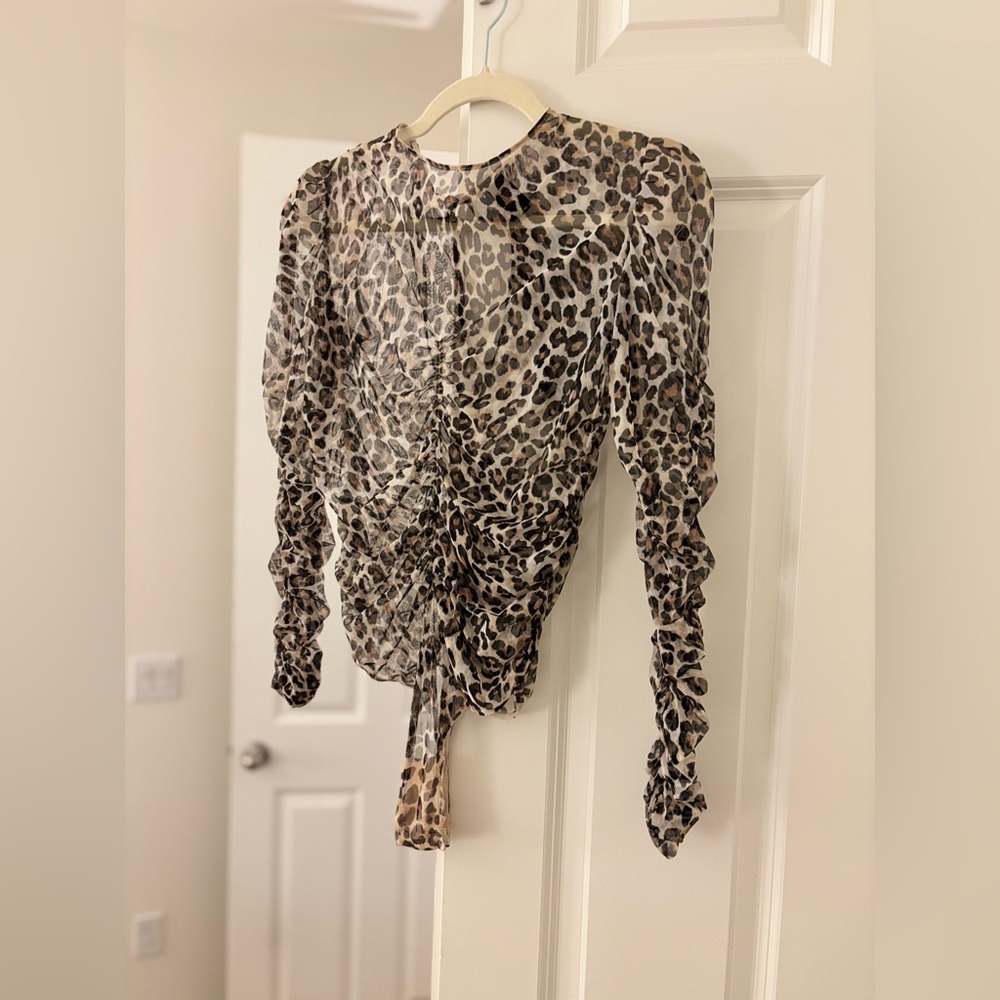 Victoria’s Secret • Sexy Ruched Shoulder Bodysuit • Sheer Leopard Print • M